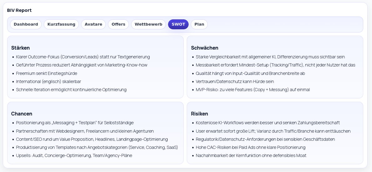 SWOT – Stärken, Schwächen, Chancen, Risiken